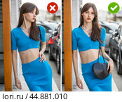 Common mistakes in female posing and how to avoid them. Photo poses. Стоковое фото, фотограф Андрей Аркуша / Фотобанк Лори