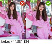 Common mistakes in female posing and how to avoid them. Photo poses. Стоковое фото, фотограф Андрей Аркуша / Фотобанк Лори