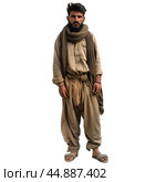 Afghan man wearing traditional clothes standing posing. Стоковое AI-изображение, AI-художник Иван Рябоконь / Фотобанк Лори