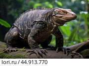 Giant Indonesian varanus (Varanus komodoensis) in the wild. Стоковое AI-изображение, AI-художник Veniamin Kraskov / Фотобанк Лори