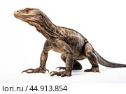 Giant Indonesian varanus (Varanus komodoensis) on white background. Стоковое AI-изображение, AI-художник Veniamin Kraskov / Фотобанк Лори