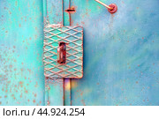 Padlock pad for reinforcement metall blue color. Стоковое фото, фотограф Татьяна Степанищева / Фотобанк Лори