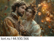 Ivan the Fool and Vasilisa the Beautiful in a whimsical scene from Russian folklore, full of charm and magic. Редакционное AI-изображение, AI-художник Veniamin Kraskov / Фотобанк Лори