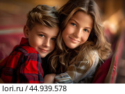 Брат и сестра. Стоковое AI-изображение, AI-художник Щеголева Ольга / Фотобанк Лори