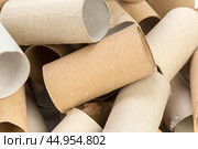Empty toilet paper on white background. Стоковое фото, фотограф Сергей Толмачёв / Фотобанк Лори