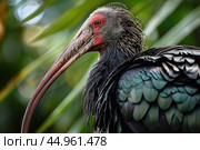 The exquisite details of the Northern Bald Ibis. Стоковое AI-изображение, AI-художник Veniamin Kraskov / Фотобанк Лори