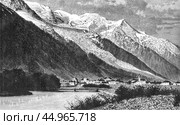 Mont Blanc and Chamonix, old vintage illustration, 1898. Стоковое фото, фотограф Константин Тимофеев / Фотобанк Лори