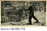 Открытка по картине И. И. Бродского: К. Е. Ворошилов на лыжной прогулке, 1937 г. Стоковое фото, фотограф Retro / Фотобанк Лори