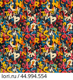 Multicolored Pattern of Letters and Numbers. Стоковое AI-изображение, AI-художник Юлия Гапеенко / Фотобанк Лори