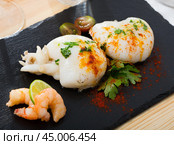 Roasted cuttlefish with paprika and parsley. Стоковое фото, фотограф Яков Филимонов / Фотобанк Лори