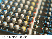 Souncraft mixed board. Photography of the modern premium stage mixed board / desk. Close frontal view. Стоковое фото, фотограф YuryKara / Фотобанк Лори