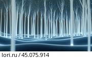 Ethereal forest of glowing trees under a starry night sky, AI. Стоковое AI-изображение, AI-художник Сергей Старуш / Фотобанк Лори