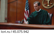The judge knocks with a judicial hammer. Стоковое AI-видео, аниматор RamA / Фотобанк Лори