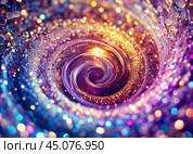 Abstract background. A bright colorful swirl of sequins and bokeh, reminiscent of a galaxy in deep space. Стоковое AI-изображение, AI-художник Photojuli / Фотобанк Лори