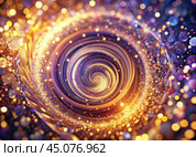 Abstract background. A bright colorful swirl of sequins and bokeh, reminiscent of a galaxy in deep space. Стоковое AI-изображение, AI-художник Photojuli / Фотобанк Лори
