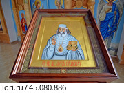 Православная икона Святителя Луки Крымского в храме Великомученика и целителя Пантелеймона. Поселок Лесной, Куршская коса. Калининградская область. Редакционное фото, фотограф Ирина Борсученко / Фотобанк Лори