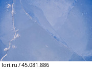 Texture of winter ice surface. Blue natural ice background. Стоковое фото, фотограф Сергей Пристяжнюк (Serg Zastavkin) / Фотобанк Лори