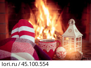 Christmas near fireplace. Стоковое фото, фотограф yarruta / Фотобанк Лори