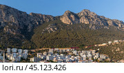 Landscape of Kas resort town, Turkey. Sleeping Giant mountain (2024 год). Стоковое фото, фотограф EugeneSergeev / Фотобанк Лори