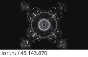 Complex mechanical device rotating on black background. Стоковое видео, видеограф Данил Руденко / Фотобанк Лори