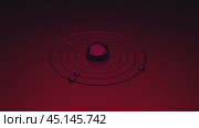 Rotating atomic model set against a vibrant red background. Стоковое видео, видеограф Данил Руденко / Фотобанк Лори
