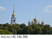 Успенский собор (Свято-Успенский кафедральный собор, Кафедральный собор Успения Пресвятой Богородицы) – действующий православный храм, памятник белокаменного зодчества XII века в городе Владимире, входящем в Золотое кольцо России (2024 год). Стоковое фото, фотограф Алла Котова / Фотобанк Лори