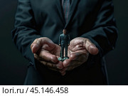 Крупный план бизнесмена в костюме, выбирающего кандидата на работу. Концепция управления и подбора персонала. Стоковое AI-изображение, AI-художник Ярославский Максим / Фотобанк Лори