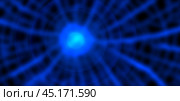 Vector abstract futuristic glowing blue blurred deep structures. A turbid mesh radiant space with radiating gravitational circles. Luminous ball flash. Wallpaper or background. Стоковая иллюстрация, иллюстратор GAlexS / Фотобанк Лори