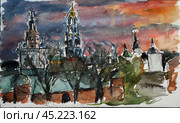 Акварельный набросок Лавры / Watercolor scetch of Lavra. Стоковое фото, фотограф Александр Паньков / Фотобанк Лори