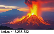 Eruption of Vesuvius volcano in Naples. Natural disasters concept. Copy space. Стоковое AI-видео, аниматор Ирина Михайличенко / Фотобанк Лори