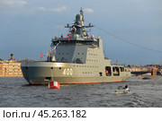Патрульный корабль ледового класса "Иван Папанин".в Санкт-Петербурге. (2024 год). Редакционное фото, фотограф Роман Рожков / Фотобанк Лори