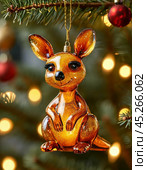 Funny kangaroo, colorful Christmas tree toy. New Year's decor. Festive New Year's atmosphere. Стоковое AI-изображение, AI-художник Сергей Елизарьев / Фотобанк Лори