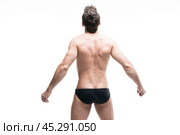 Handsome muscular bodybuilder posing on white background. Isolated studio shot. Стоковое фото, фотограф Станислав Тарко / Фотобанк Лори