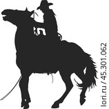 Cowboy riding a horseback, isolated vector silhouette. Стоковая иллюстрация, иллюстратор Долотова Елена Викторовна / Фотобанк Лори