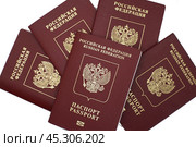 Паспорта Российской Федерации на белом фоне. Стоковое фото, фотограф Наталья Миронова / Фотобанк Лори