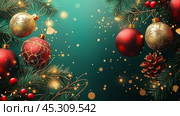 Christmas green background. Стоковое AI-изображение, AI-художник Михаил Коханчиков / Фотобанк Лори