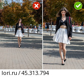 Common mistakes in female posing and how to avoid them. Photo poses. Стоковое фото, фотограф Андрей Аркуша / Фотобанк Лори
