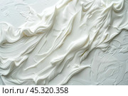 White cream texture background. Body lotion swipe swatch. Skincare mask. Cosmetic face serum smudge. Moisturizer smooth smear. Trendy bio selfcare beauty product. Peptides, ceramides, retinol. CC, BB. Стоковое AI-изображение, AI-художник Евгений Демидюк / Фотобанк Лори