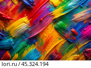 Abstract background. A bright colorful explosion of multicolored colors, a splash. Multicolored smoke. Стоковое AI-изображение, AI-художник Photojuli / Фотобанк Лори