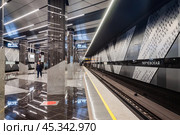 Платформа станции "Тютчевская" Троицкой линии метро. Редакционное фото, фотограф Алёшина Оксана / Фотобанк Лори