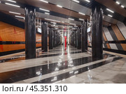 Станция "Генерала Тюленева" Московского метрополитена Троицкой линии. Редакционное фото, фотограф Алёшина Оксана / Фотобанк Лори