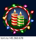 Christmas candles in frame. Стоковая иллюстрация, иллюстратор Светлана Широкова / Фотобанк Лори