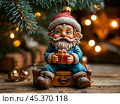 Fairytale brownie on the tree, bright Christmas tree toy. New Year's decor. Festive New Year's atmosphere. Стоковое AI-изображение, AI-художник Сергей Елизарьев / Фотобанк Лори