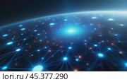 Abstract background with a communication scheme on the planet. Стоковое AI-видео, аниматор Виктория Кольцова / Фотобанк Лори