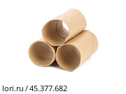 Empty toilet paper on white background. Стоковое фото, фотограф Сергей Толмачёв / Фотобанк Лори