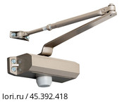 Дверной металлический доводчик. Door closer for entrance door. Стоковое фото, фотограф Татьяна Д / Фотобанк Лори