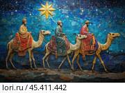 A bright star, like a beacon of hope, penetrates the darkness of the desert at night. Generated by AI. Стоковое AI-изображение, AI-художник Ярославский Максим / Фотобанк Лори