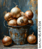 Onion Day is a national holiday associated with the Orthodox calendar and celebrated three times a year: May 5, September 20, and October 31. Freshly picked onion (lat. Allium cepa). Стоковое AI-изображение, AI-художник Сергей Елизарьев / Фотобанк Лори