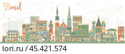 Basel Switzerland City Skyline with Color Buildings. Стоковая иллюстрация, иллюстратор Игорь Сорокин / Фотобанк Лори