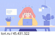 Потрясенная женщина отвлекается на смартфон, современный дизайн рабочего места. Стоковое AI-изображение, AI-художник ФотоИнтеллект / Фотобанк Лори